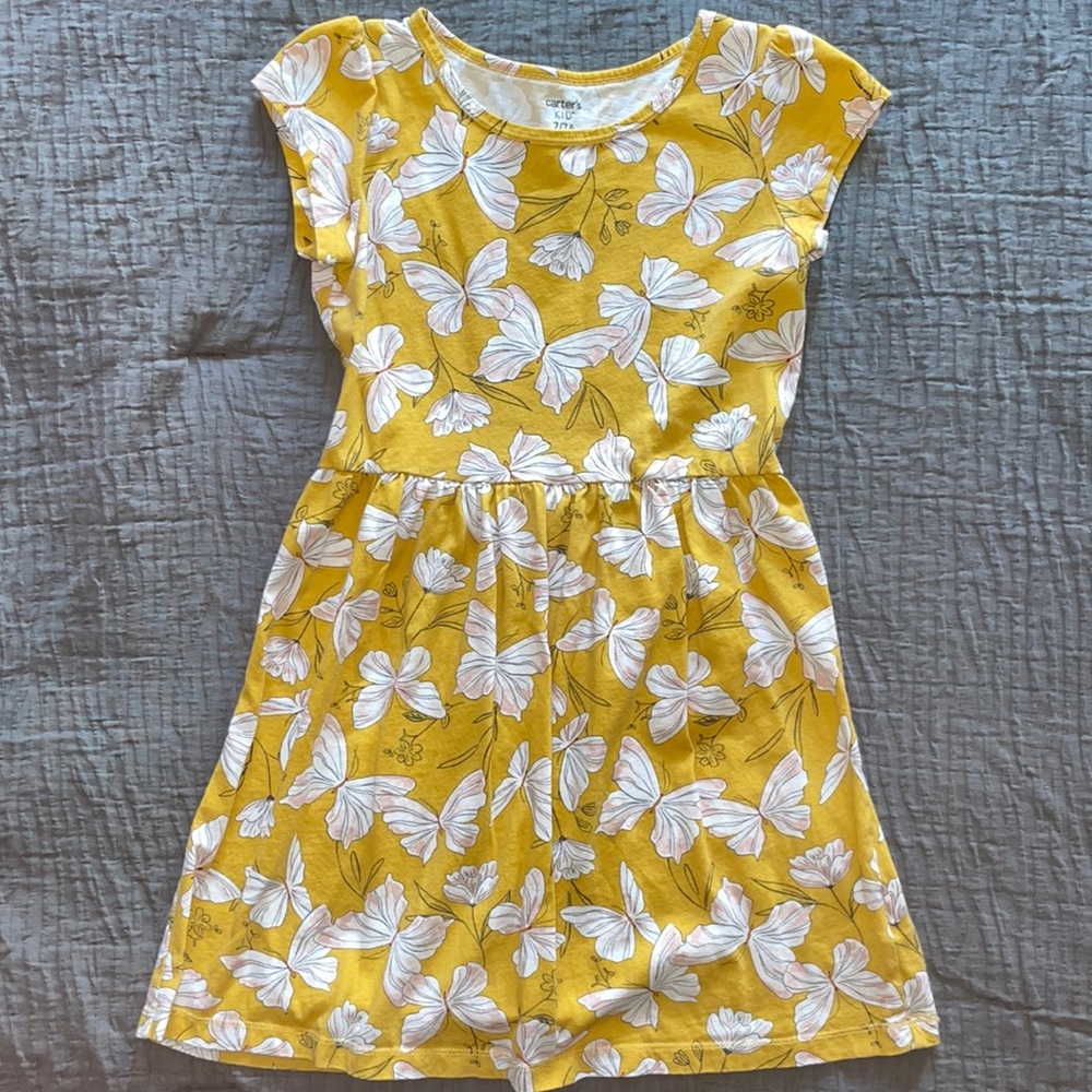 Carter’s Girl Cotton Yellow with Butterfly Dress size 7